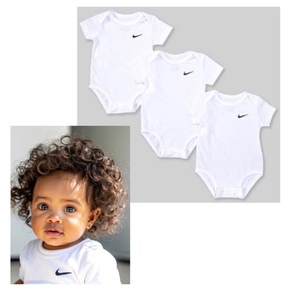 NIKE BABY SHORT SLEEVE 3 PACK BODYSUITS SIZE 6 MONTHS - Picture 1 of 3